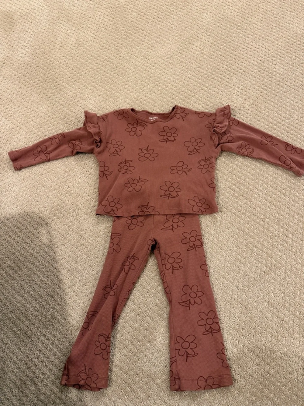 Carter's Rose Floral Ruffle Sleeve Pajama Set
